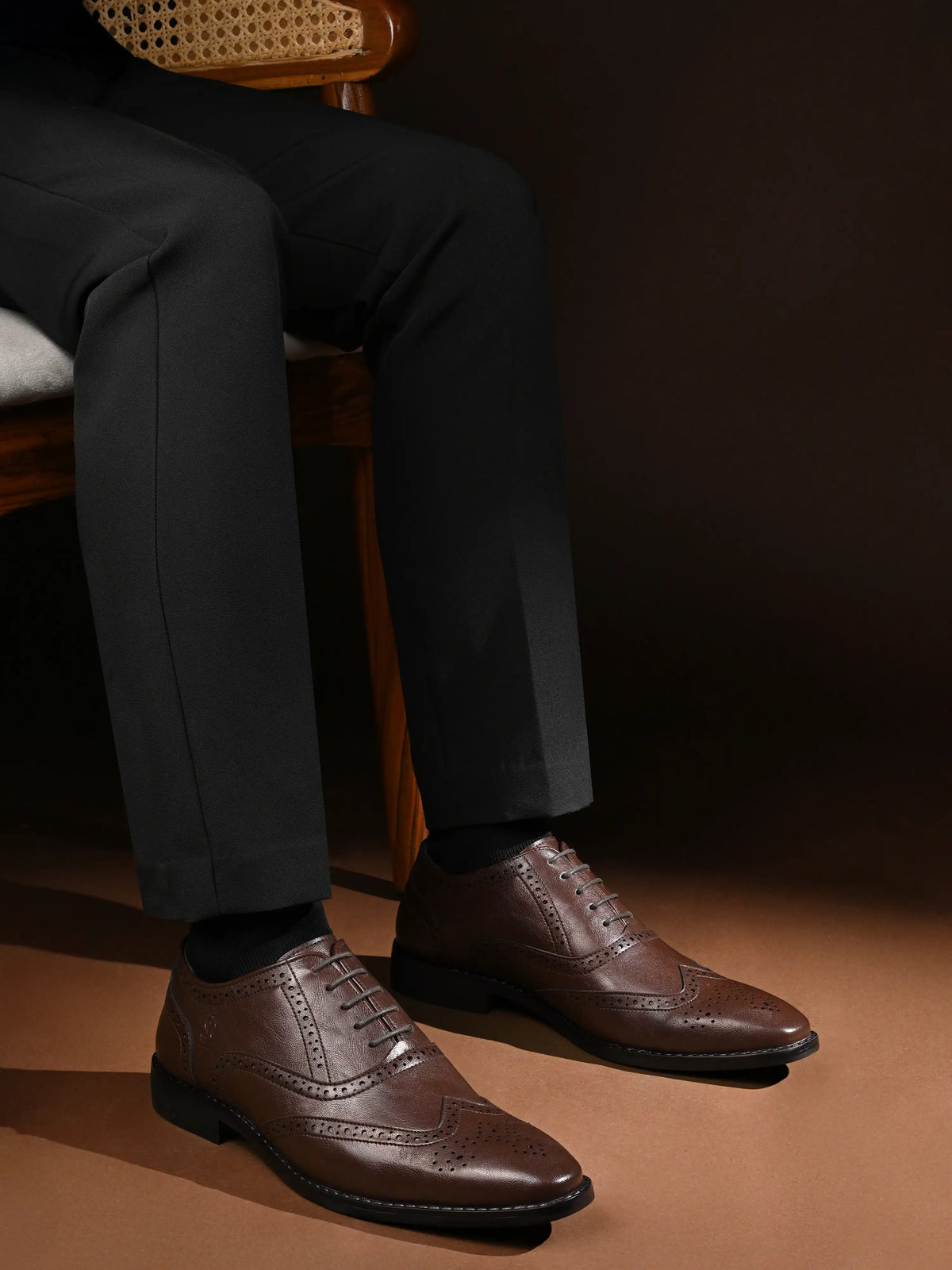 Brunette Brown Egyptian Crust Leather Brogue Shoes