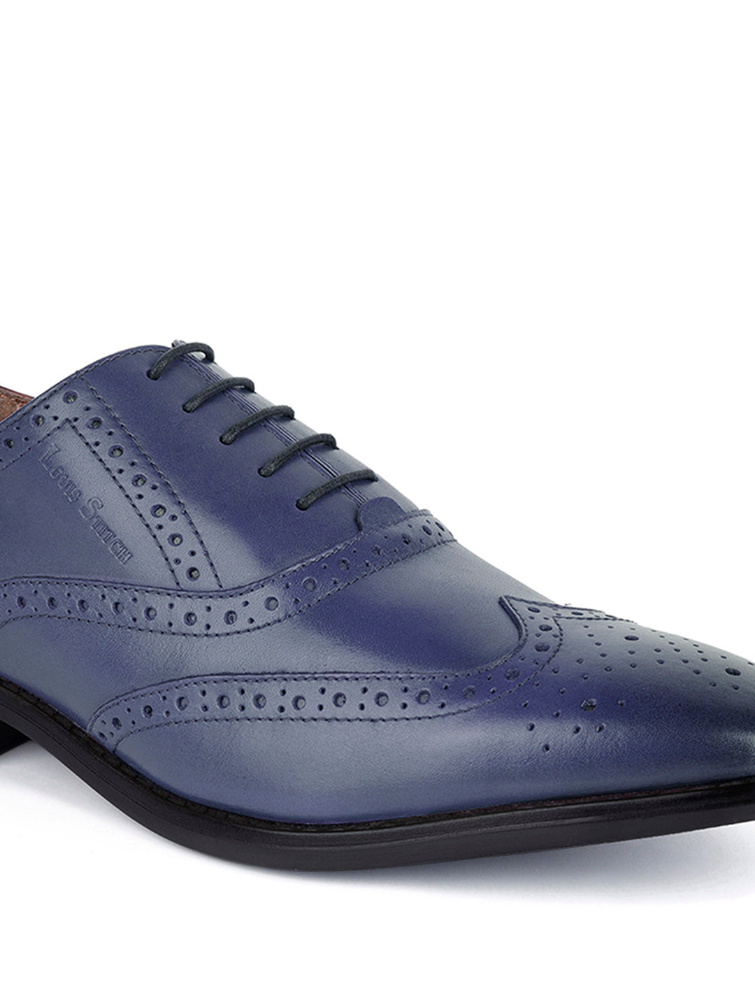 Federal Blue Egyptian Crust Leather Brogue Shoes