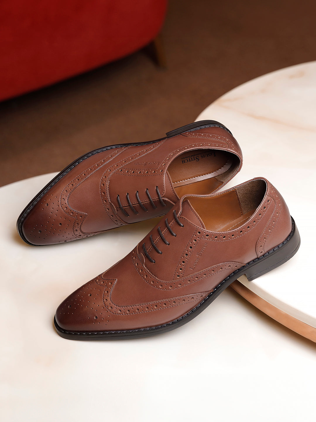 Tan Egyptian Crust Leather Brogue Shoes