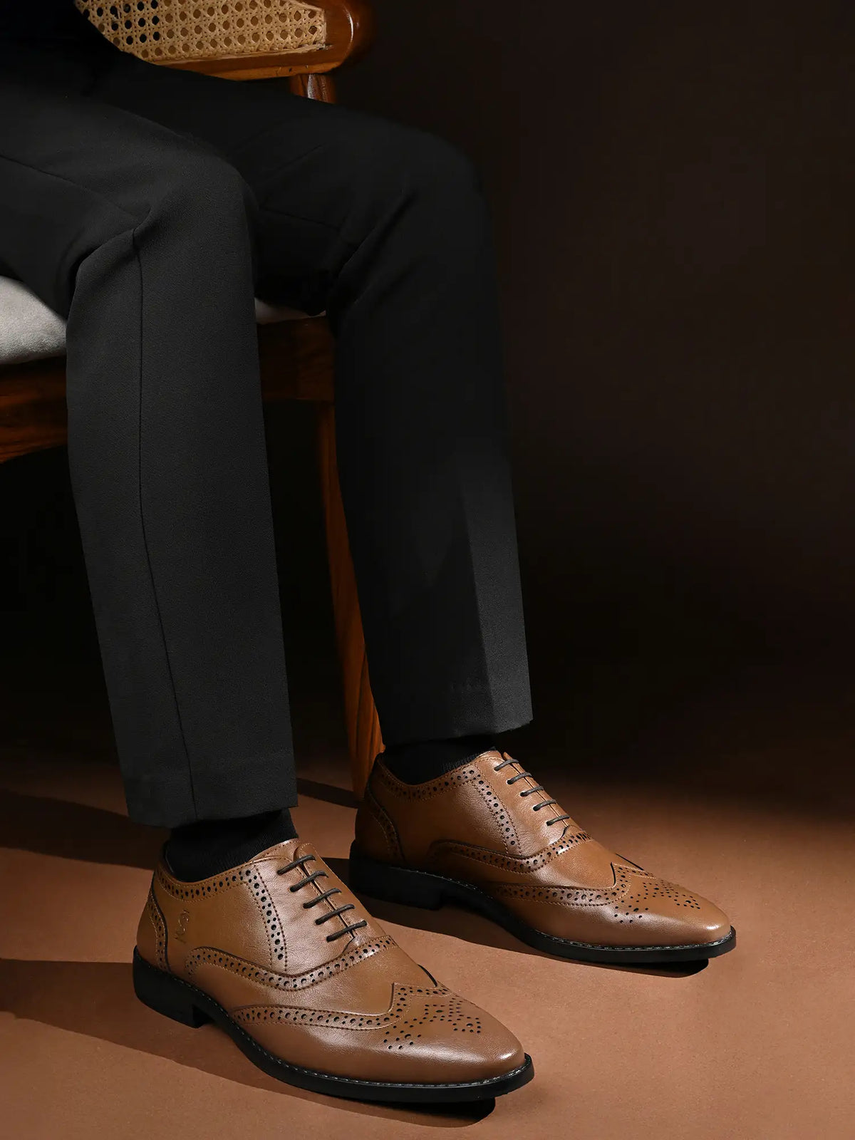 Tan Egyptian Crust Leather Brogue Shoes