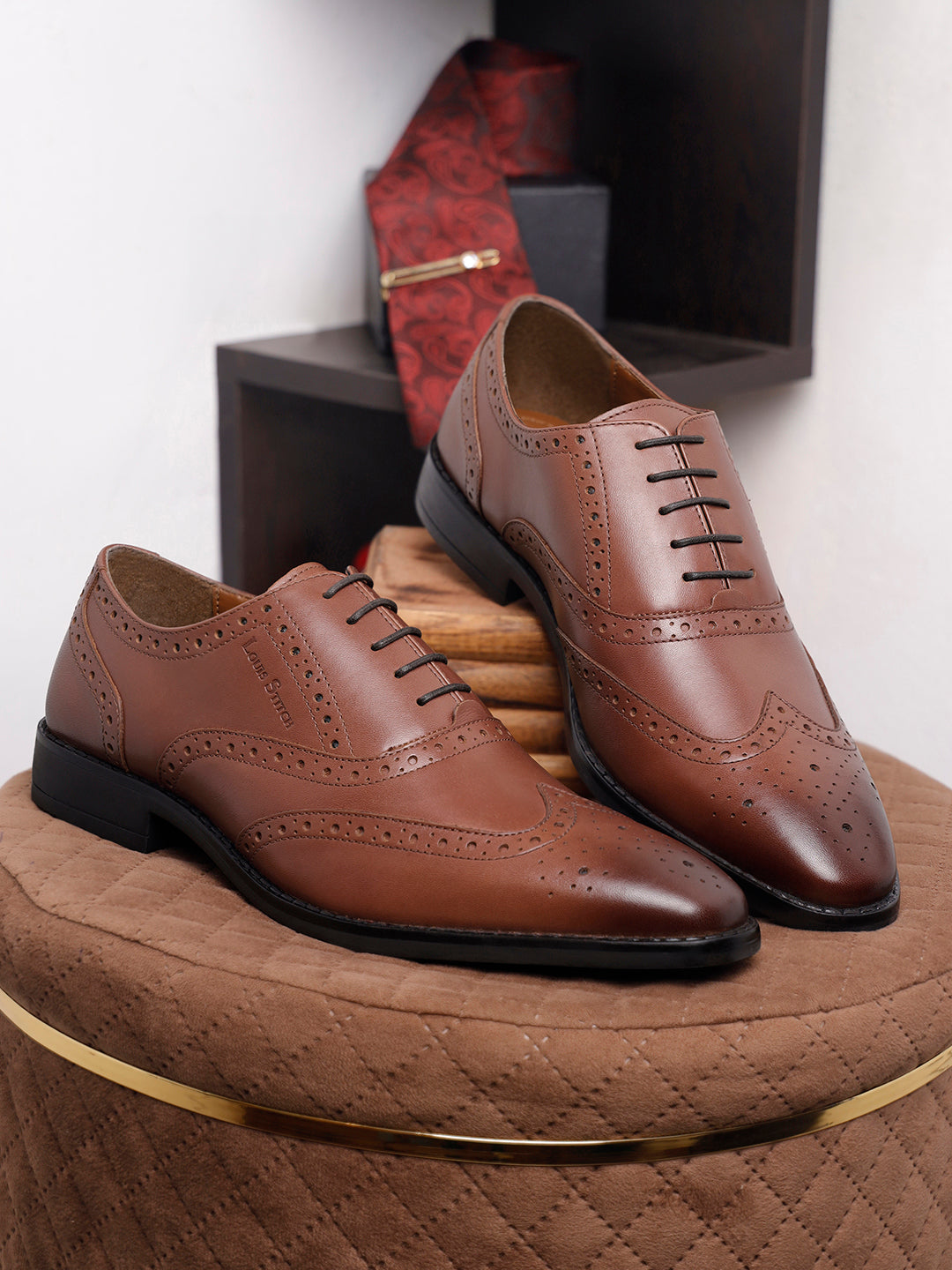 Tan Egyptian Crust Leather Brogue Shoes