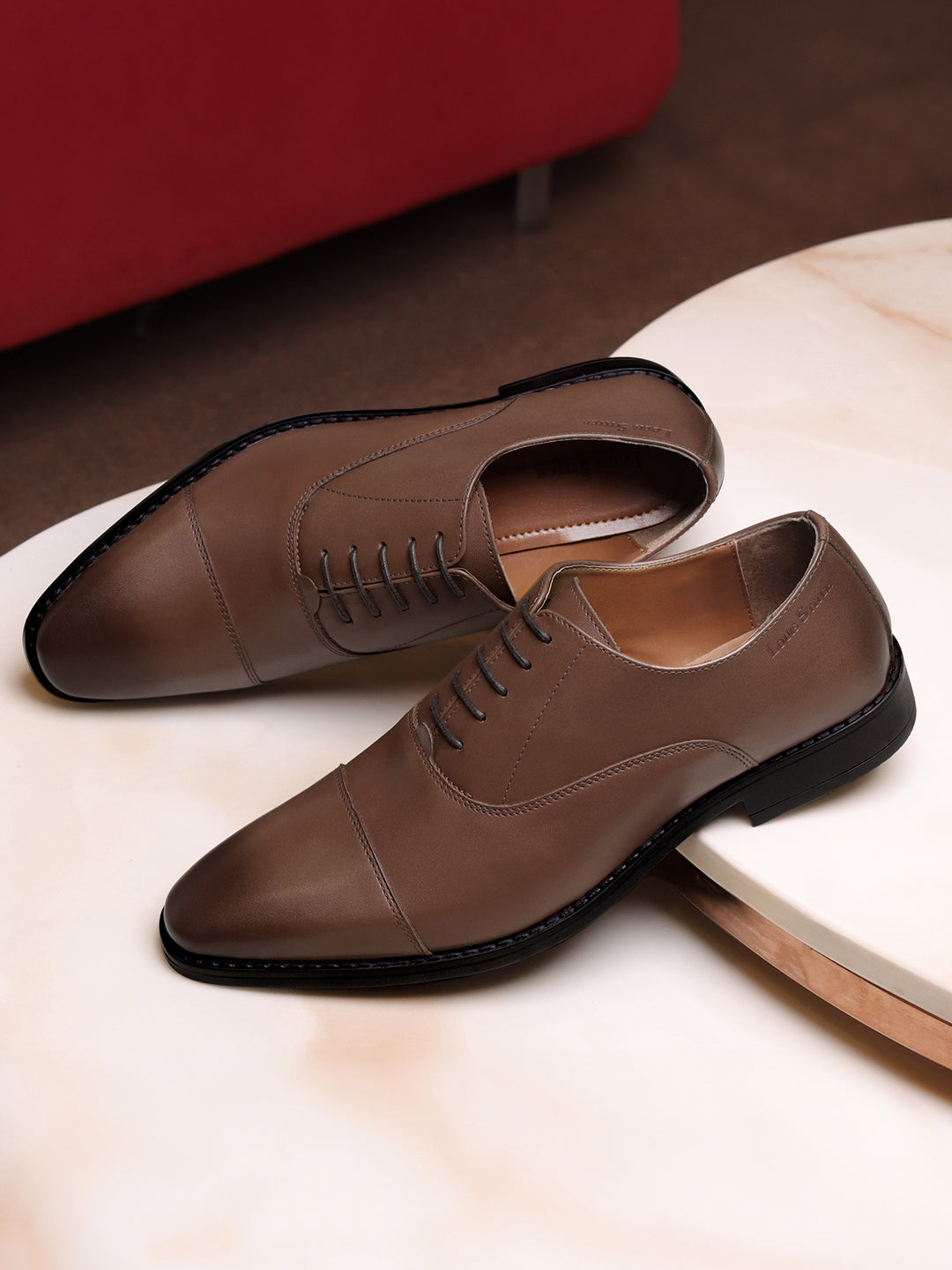 Brunette Brown Egyptian Crust Leather Derby Shoes