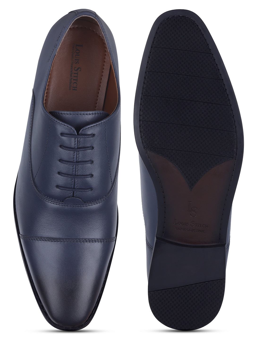 Prussian Blue Egyptian Crust Leather Derby Shoes