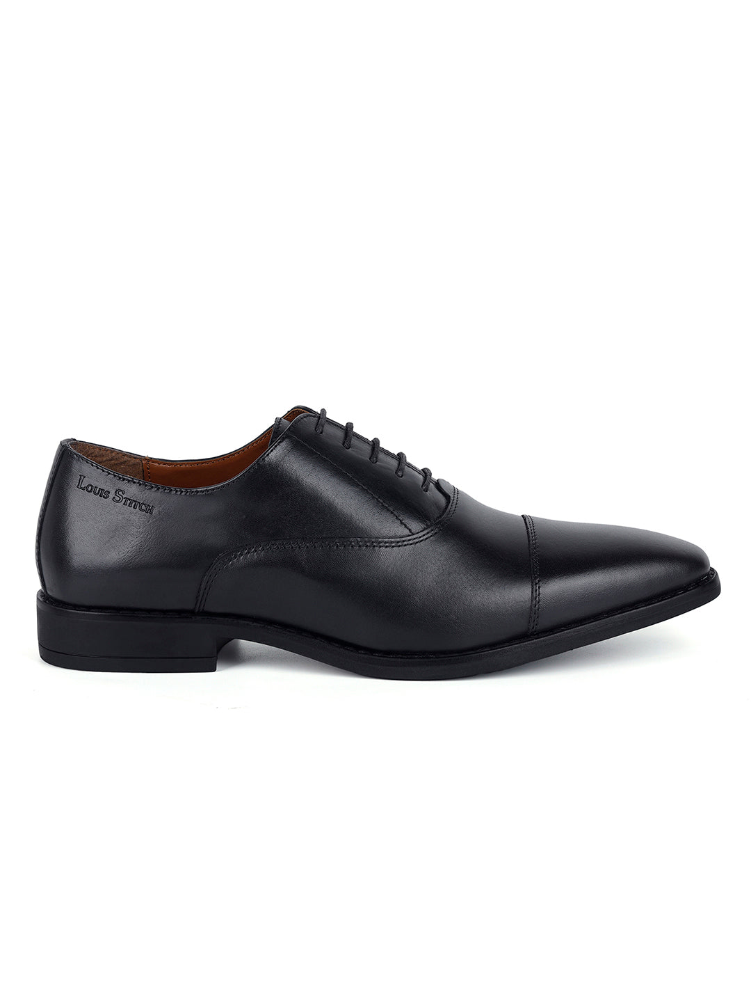 Jet Black Egyptian Crust Leather Derby Shoes