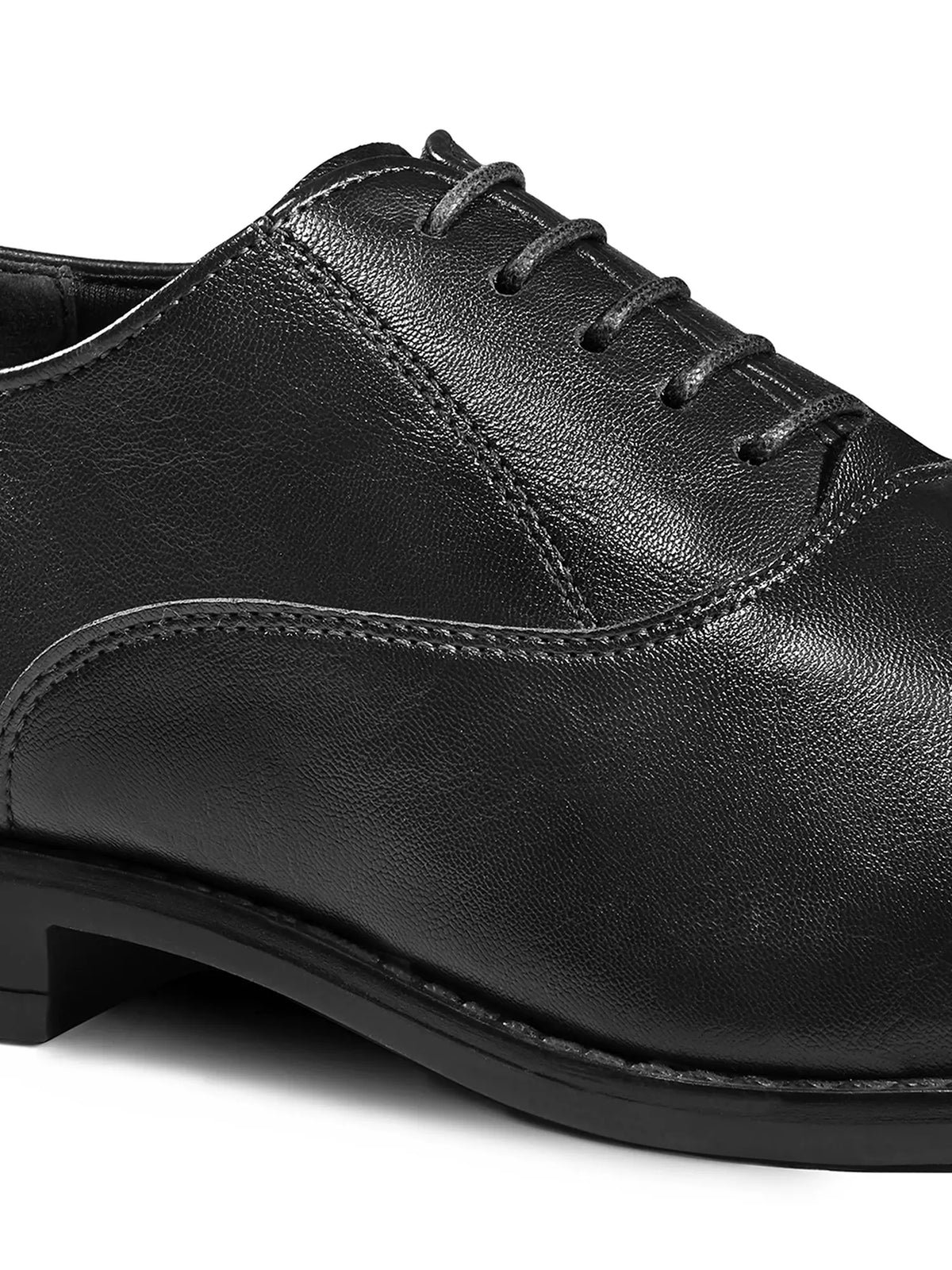 Jet Black Egyptian Crust Leather Derby Shoes