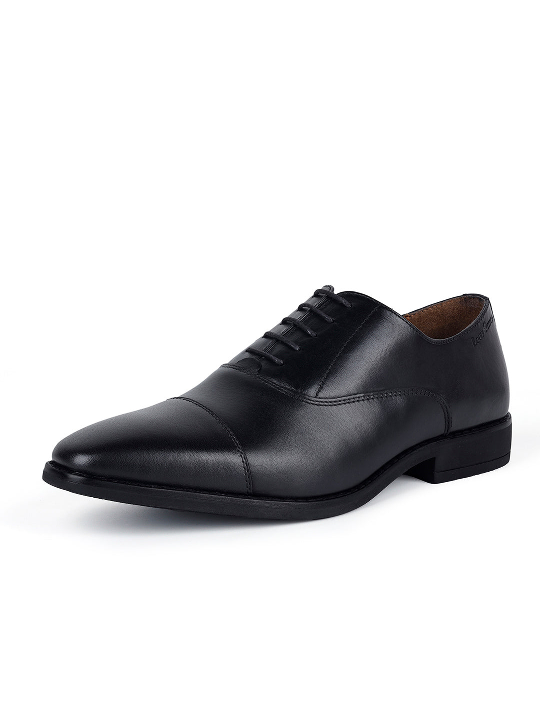 Jet Black Egyptian Crust Leather Derby Shoes