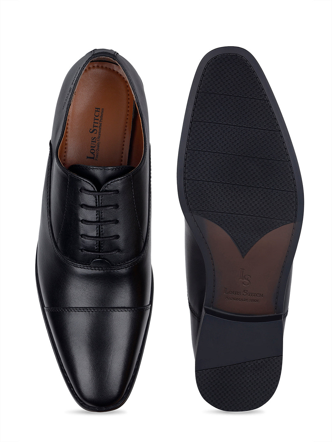 Jet Black Egyptian Crust Leather Derby Shoes