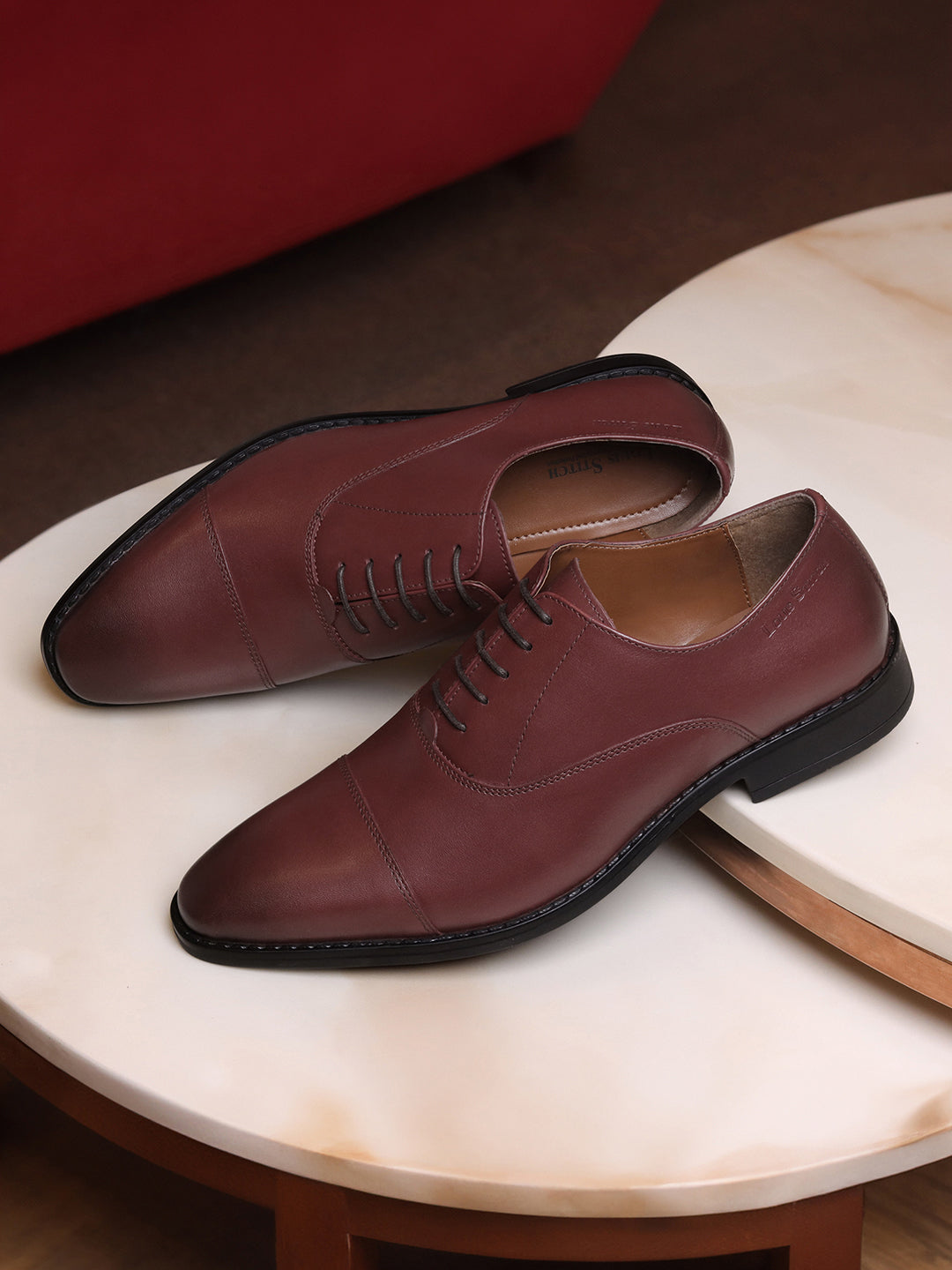 Rosewood Italian Crust Leather Derby Shoes