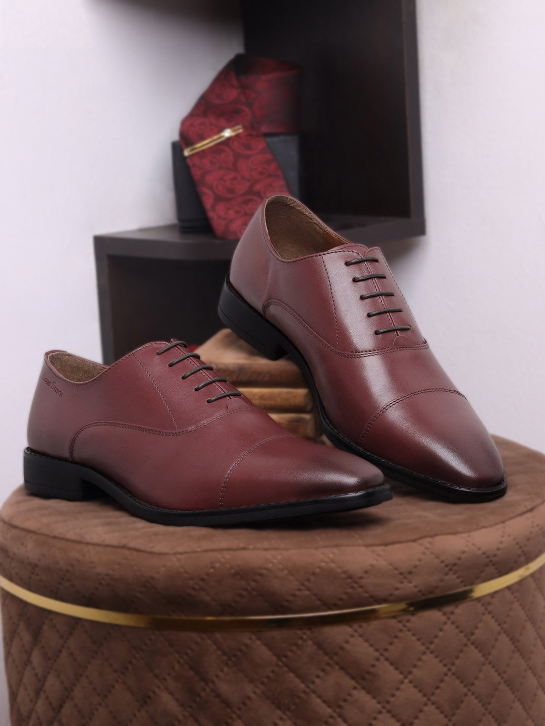 Rosewood Italian Crust Leather Derby Shoes