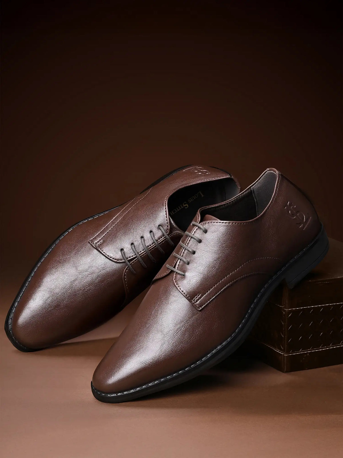 Brunette Brown Egyptian Crust Leather Derby Shoes