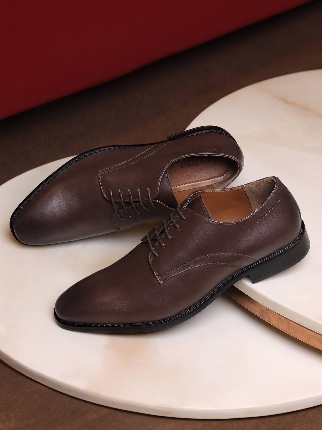 Brunette Brown Egyptian Crust Leather Derby Shoes