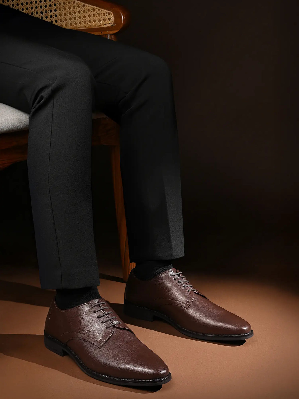 Brunette Brown Egyptian Crust Leather Derby Shoes
