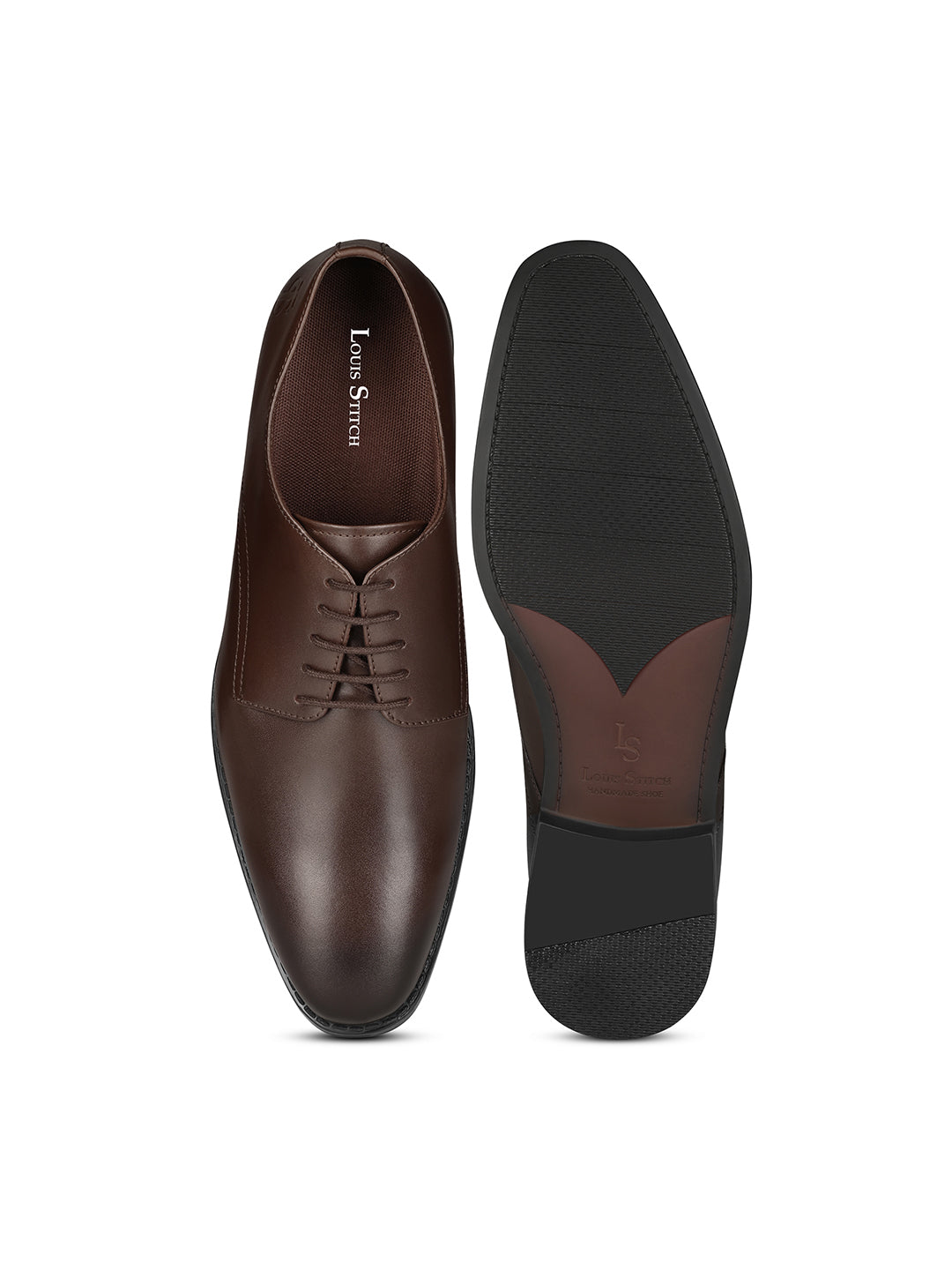 Brunette Brown Egyptian Crust Leather Derby Shoes