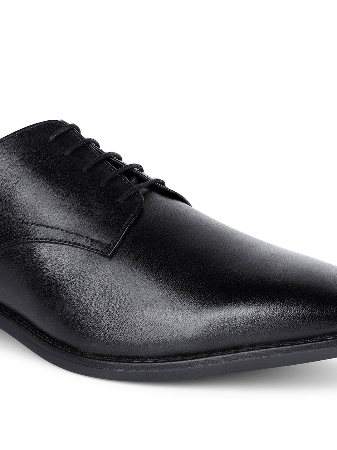 Jet Black Egyptian Crust Leather Derby Shoes