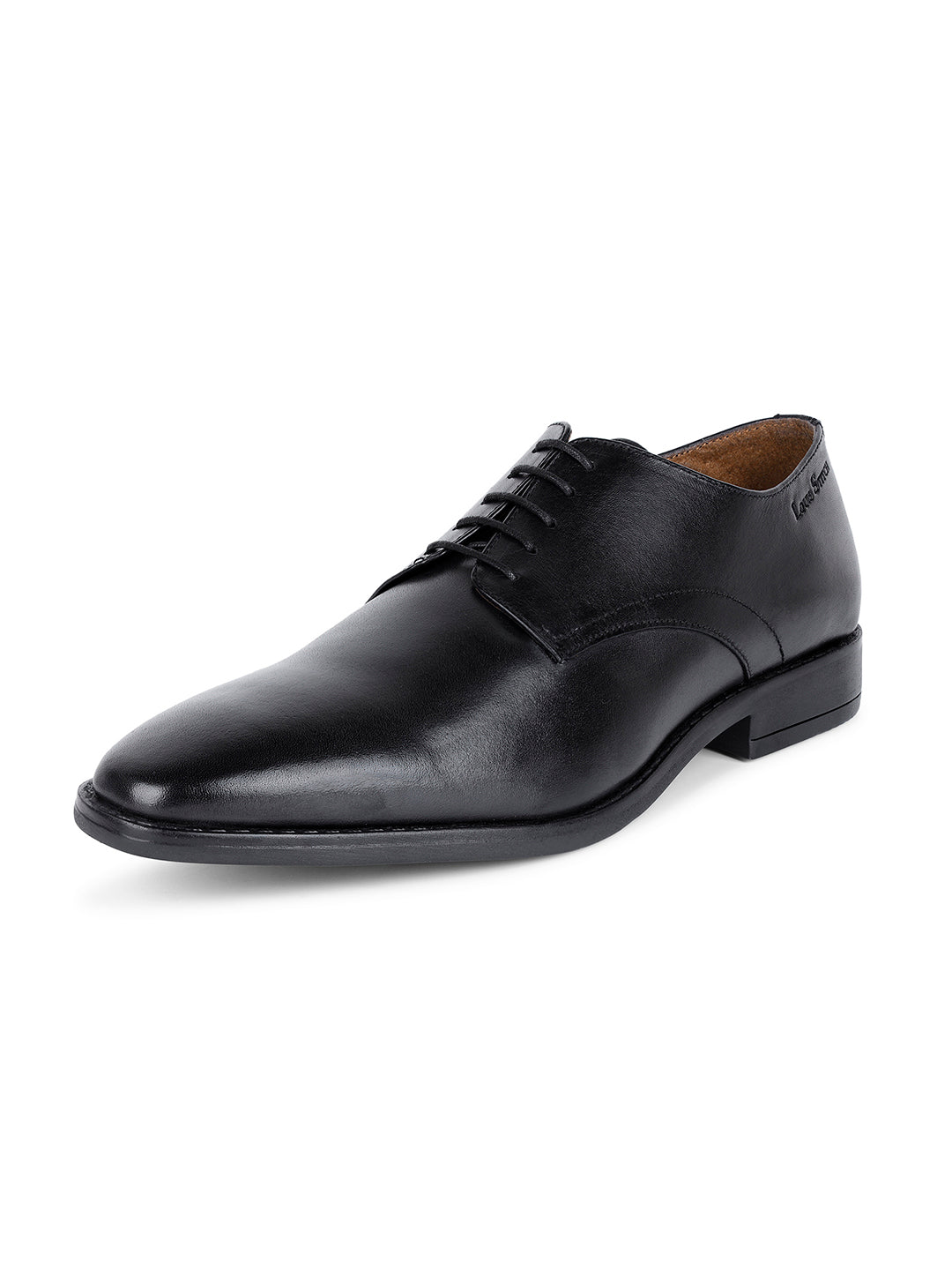 Jet Black Egyptian Crust Leather Derby Shoes