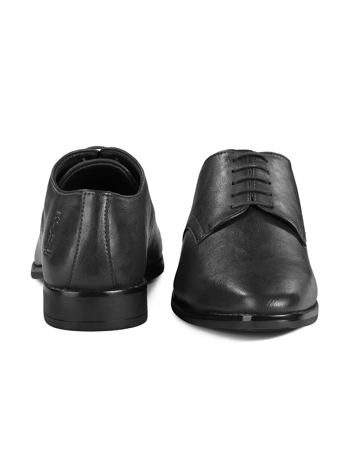 Jet Black Egyptian Crust Leather Derby Shoes