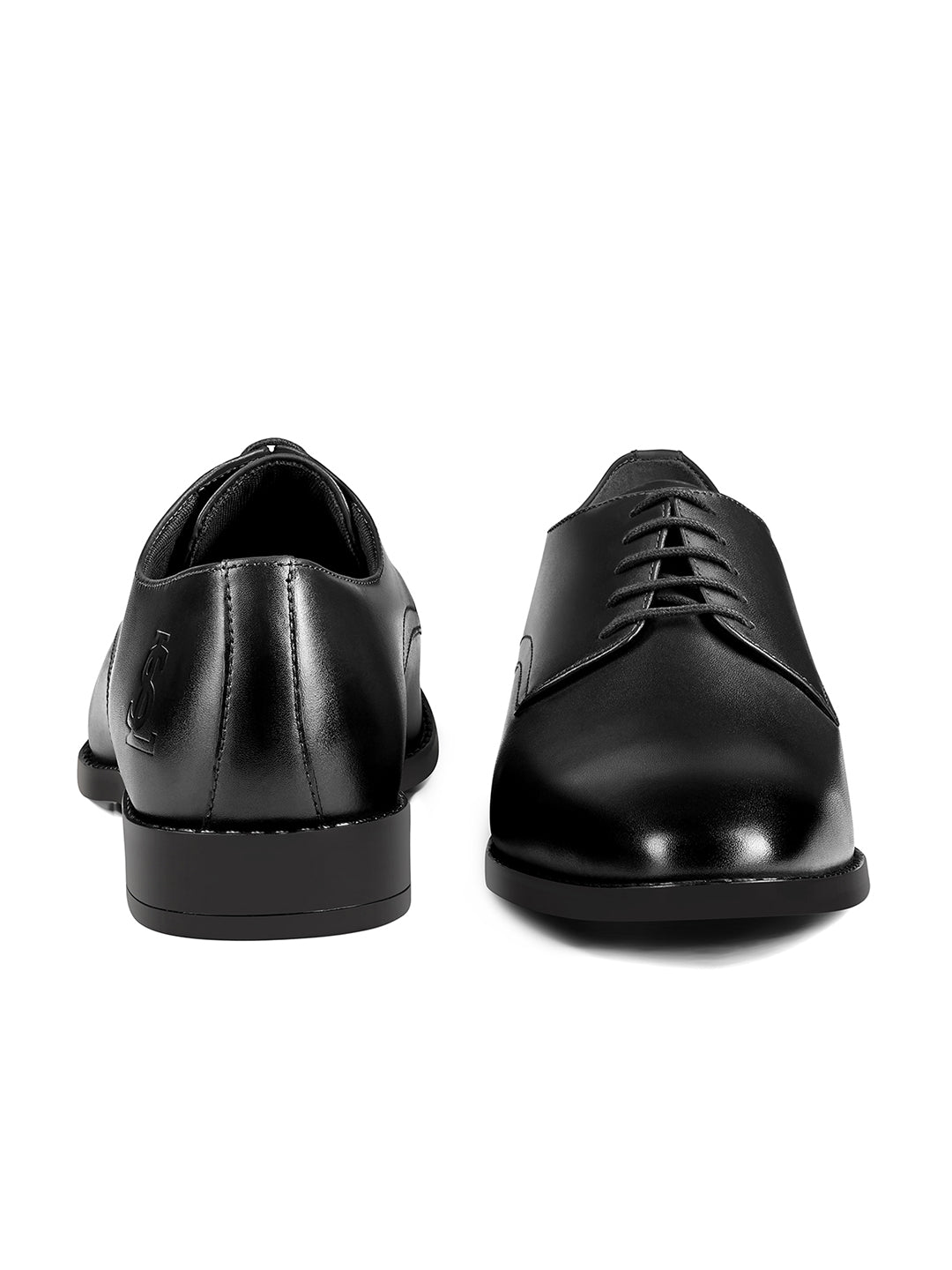 Jet Black Egyptian Crust Leather Derby Shoes
