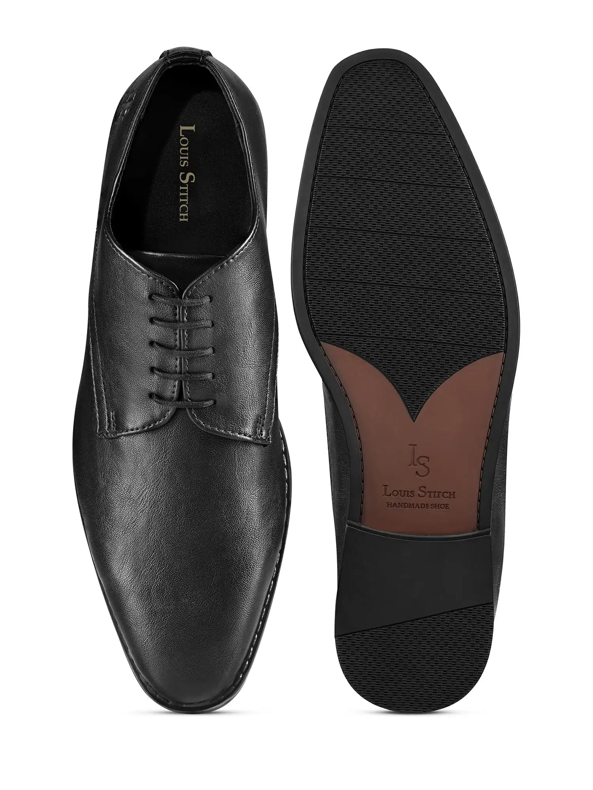 Jet Black Egyptian Crust Leather Derby Shoes