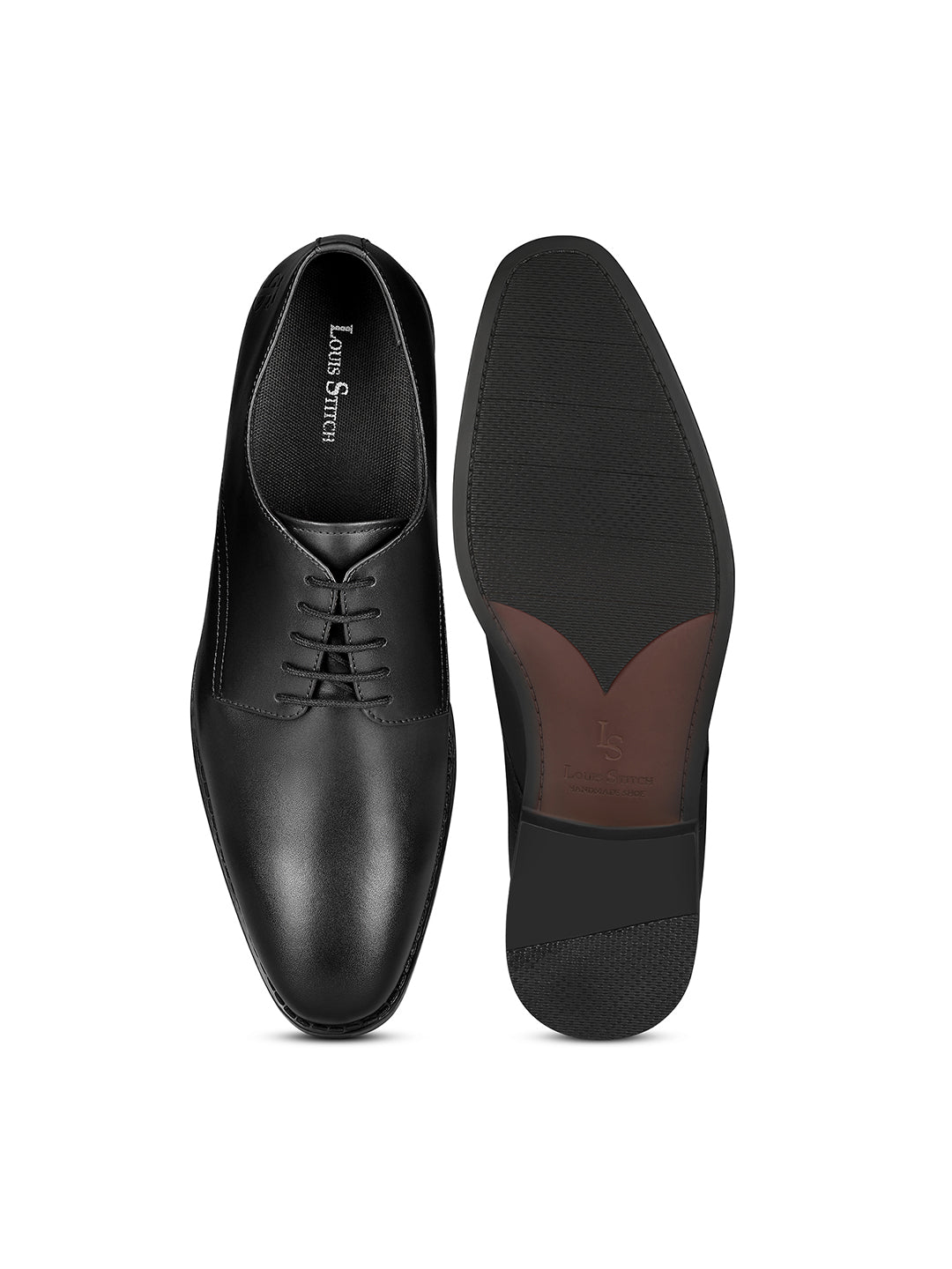 Jet Black Egyptian Crust Leather Derby Shoes