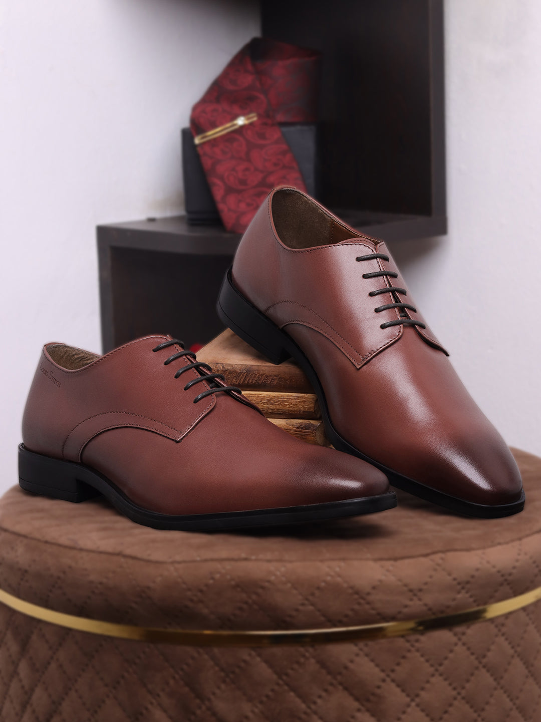 Russet Tan Egyptian Crust Leather Derby Shoes