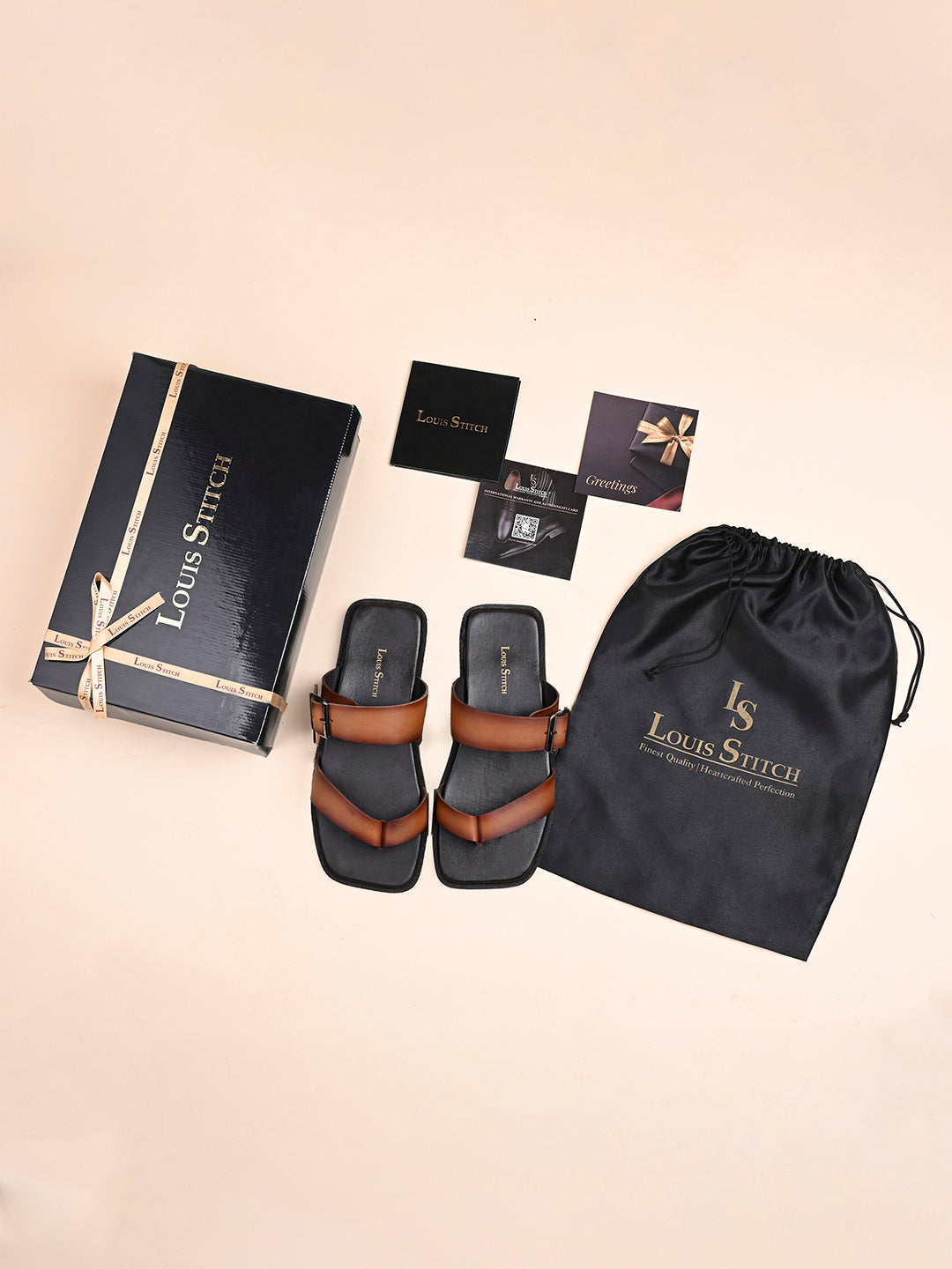 Tan Open Toe Lightweight T-Strap Leather Sandal with Adjustable Buckle Strap