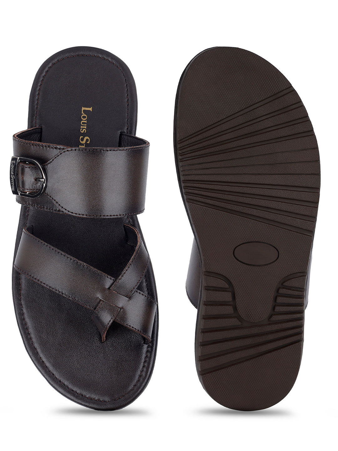 Brunette Brown Lightweight Open Toe Leather Sandal with Adjustable Buckle