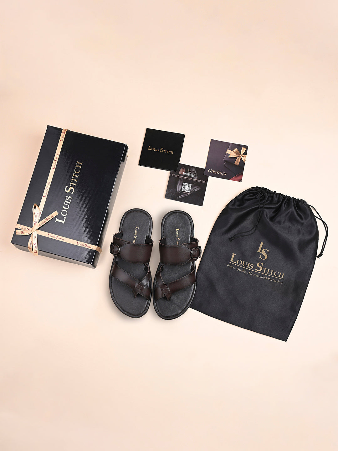 Brunette Brown Lightweight Open Toe Leather Sandal with Adjustable Buckle