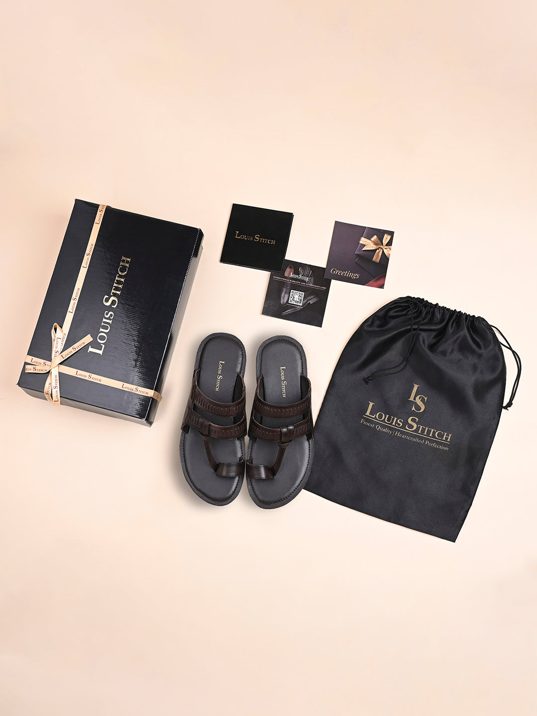 Brunette Brown Kolhapuri Style Lightweight Toe Ring Leather Sandal