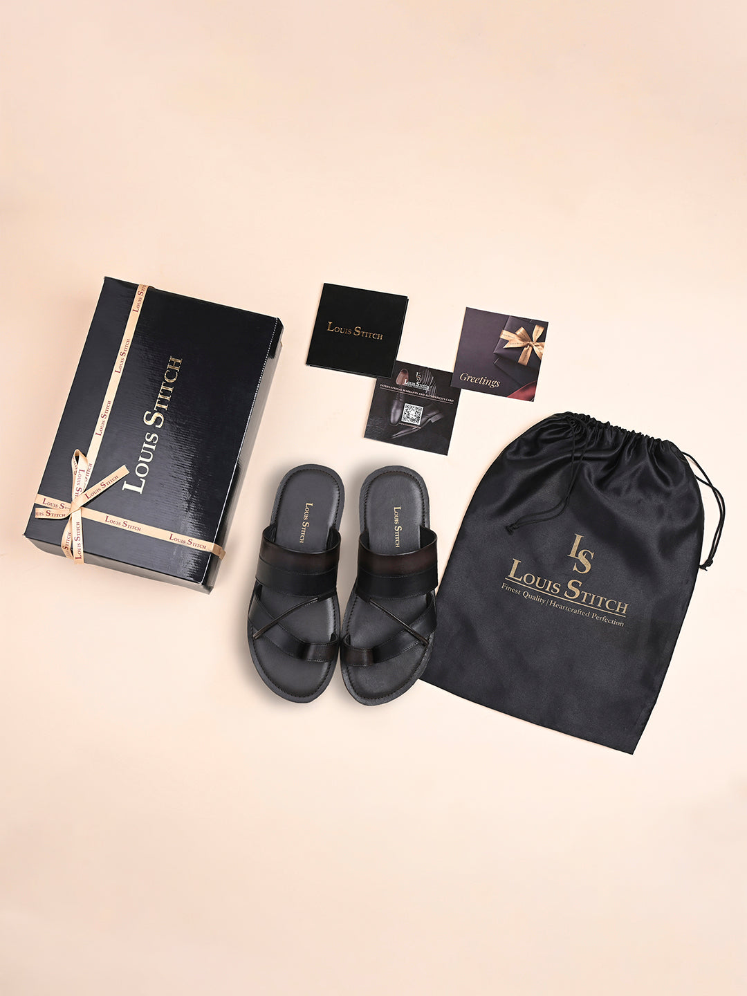 Brown and Black Open Toe Style Lightweight Toe Ring Leather Sandal