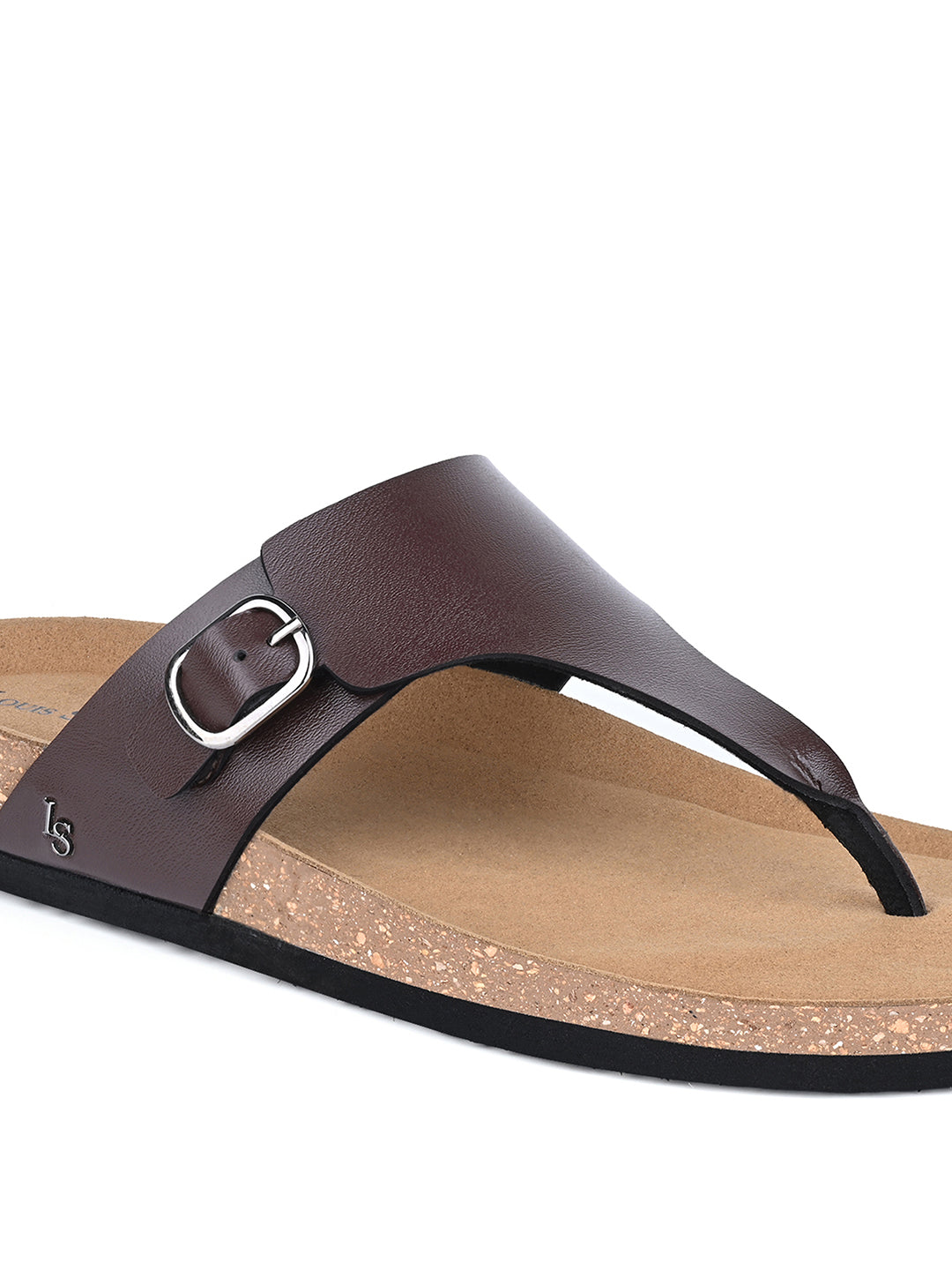 Brunette Brown Open Toe Lightweight Thong Style Cork Sandal