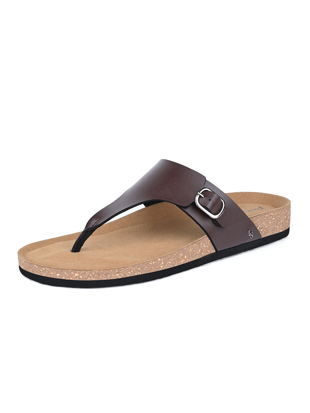 Brunette Brown Open Toe Lightweight Thong Style Cork Sandal