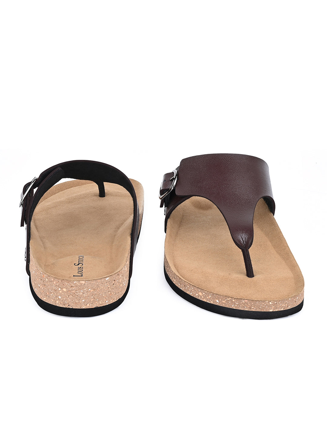 Brunette Brown Open Toe Lightweight Thong Style Cork Sandal