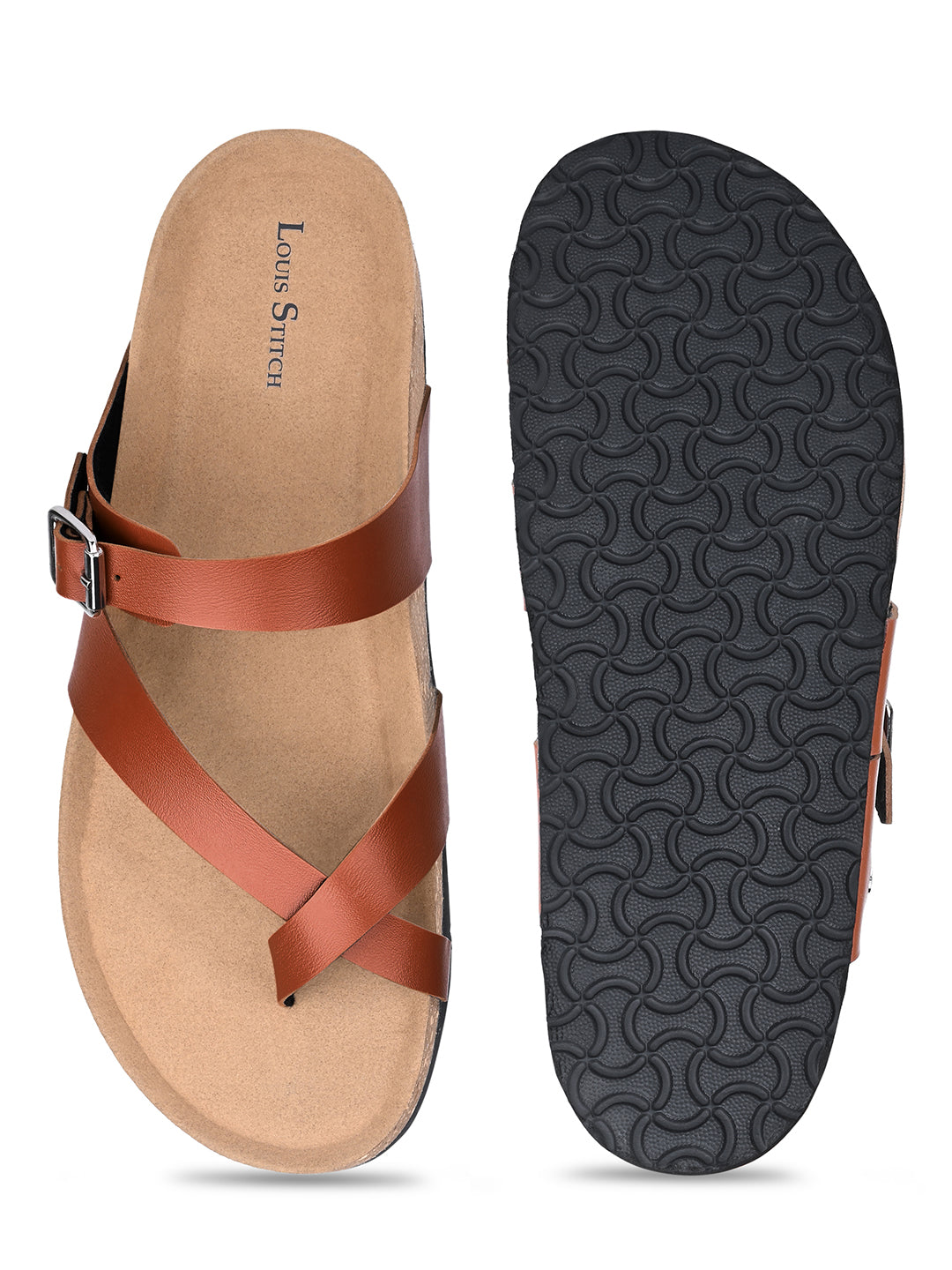Tan Lightweight Open Toe ring Slip-on Cork Sandal