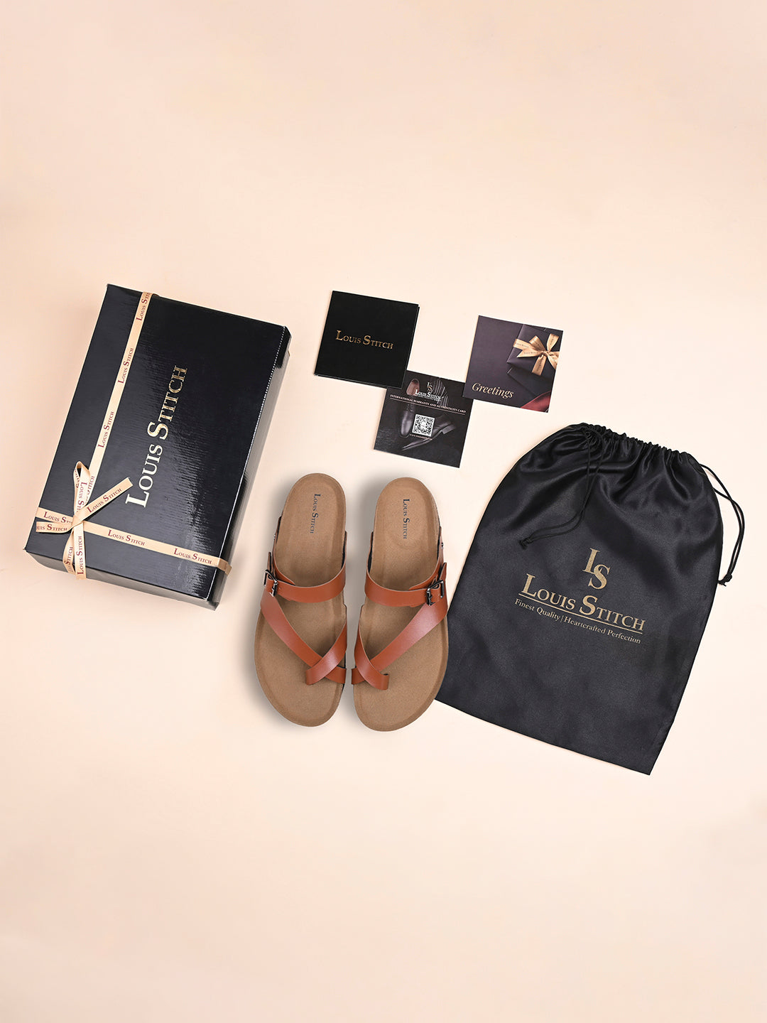 Tan Lightweight Open Toe ring Slip-on Cork Sandal