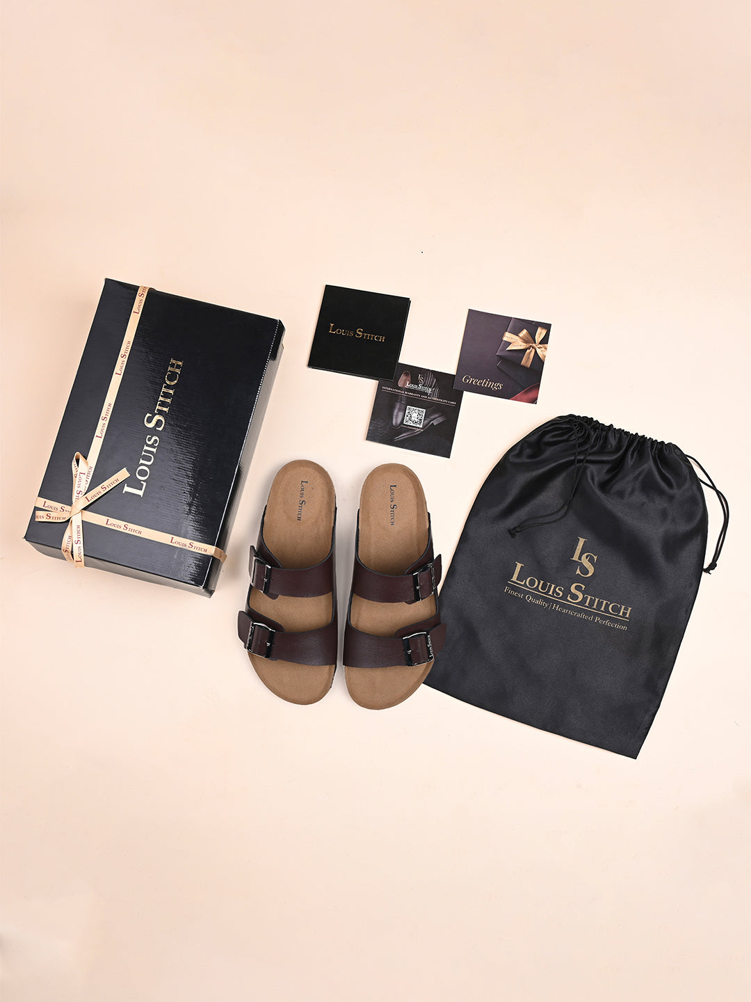 Brunette Brown Lightweight Open Toe Double Strap Slip-on Cork Sandal