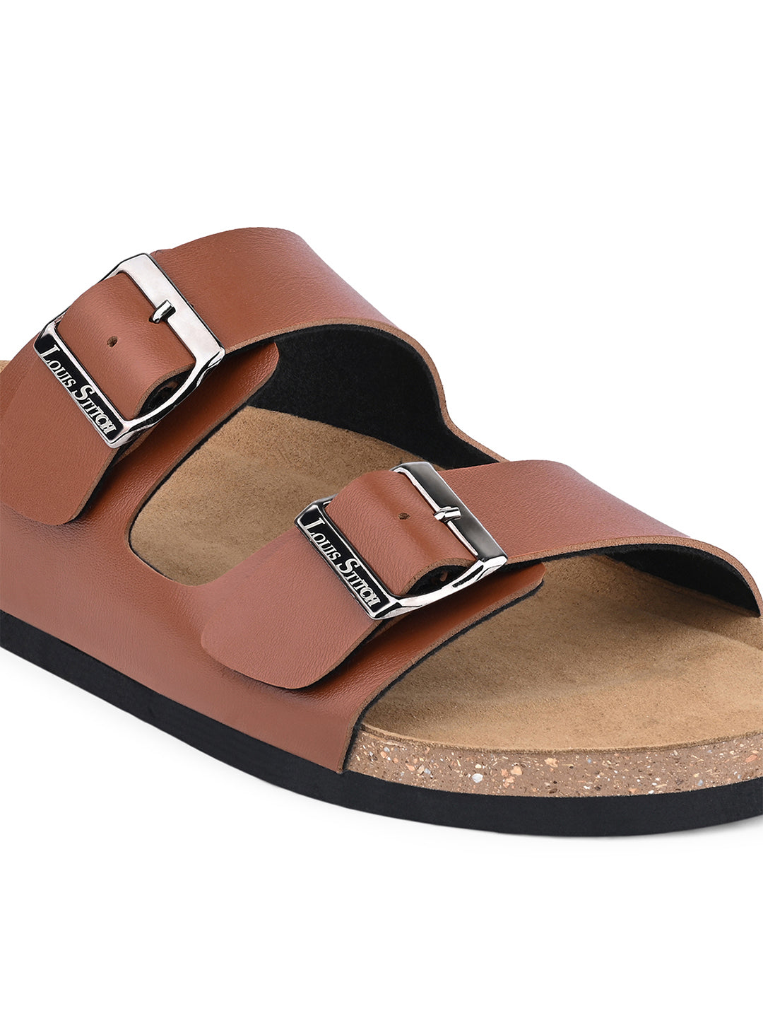 Tan Lightweight Open Toe Double Strap Slip-on Cork Sandal