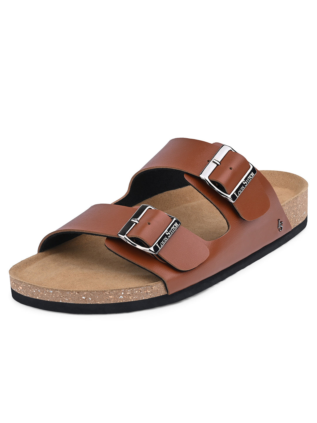 Tan Lightweight Open Toe Double Strap Slip-on Cork Sandal
