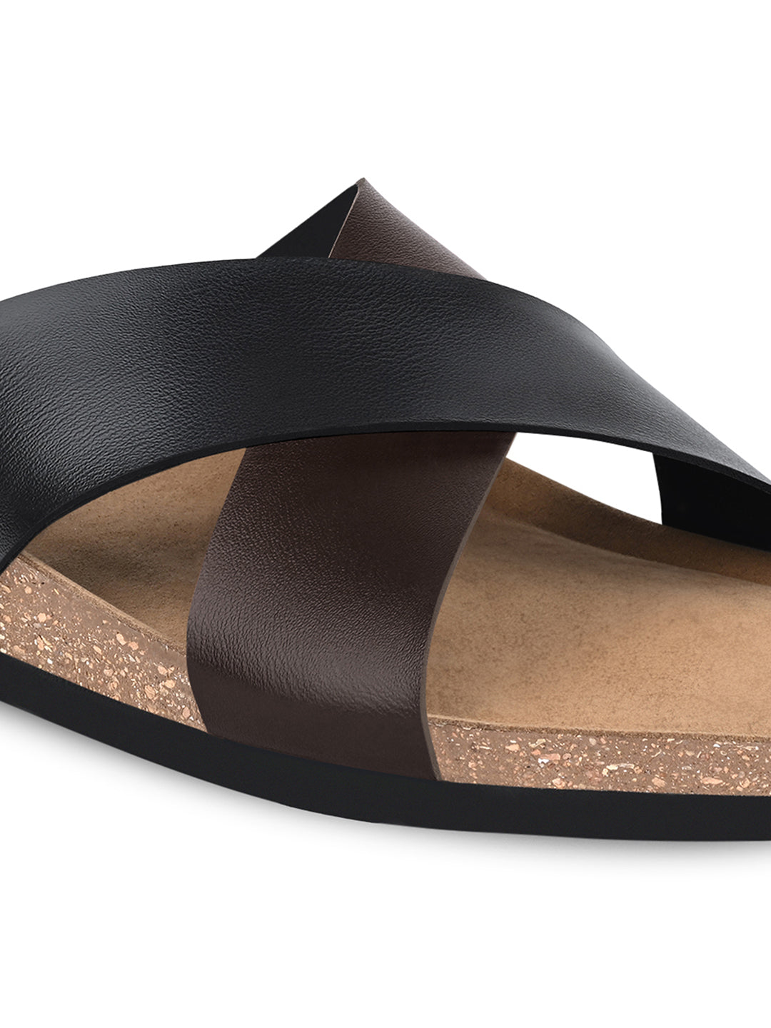 Brunette Brown Lightweight Cross Strap Casual Slip-on Cork Sandal