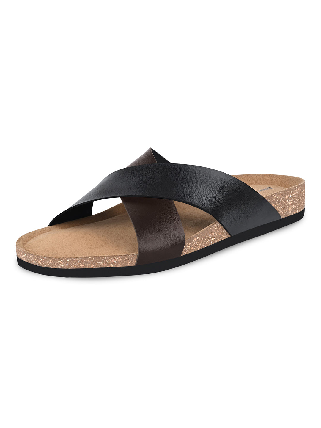 Brunette Brown Lightweight Cross Strap Casual Slip-on Cork Sandal