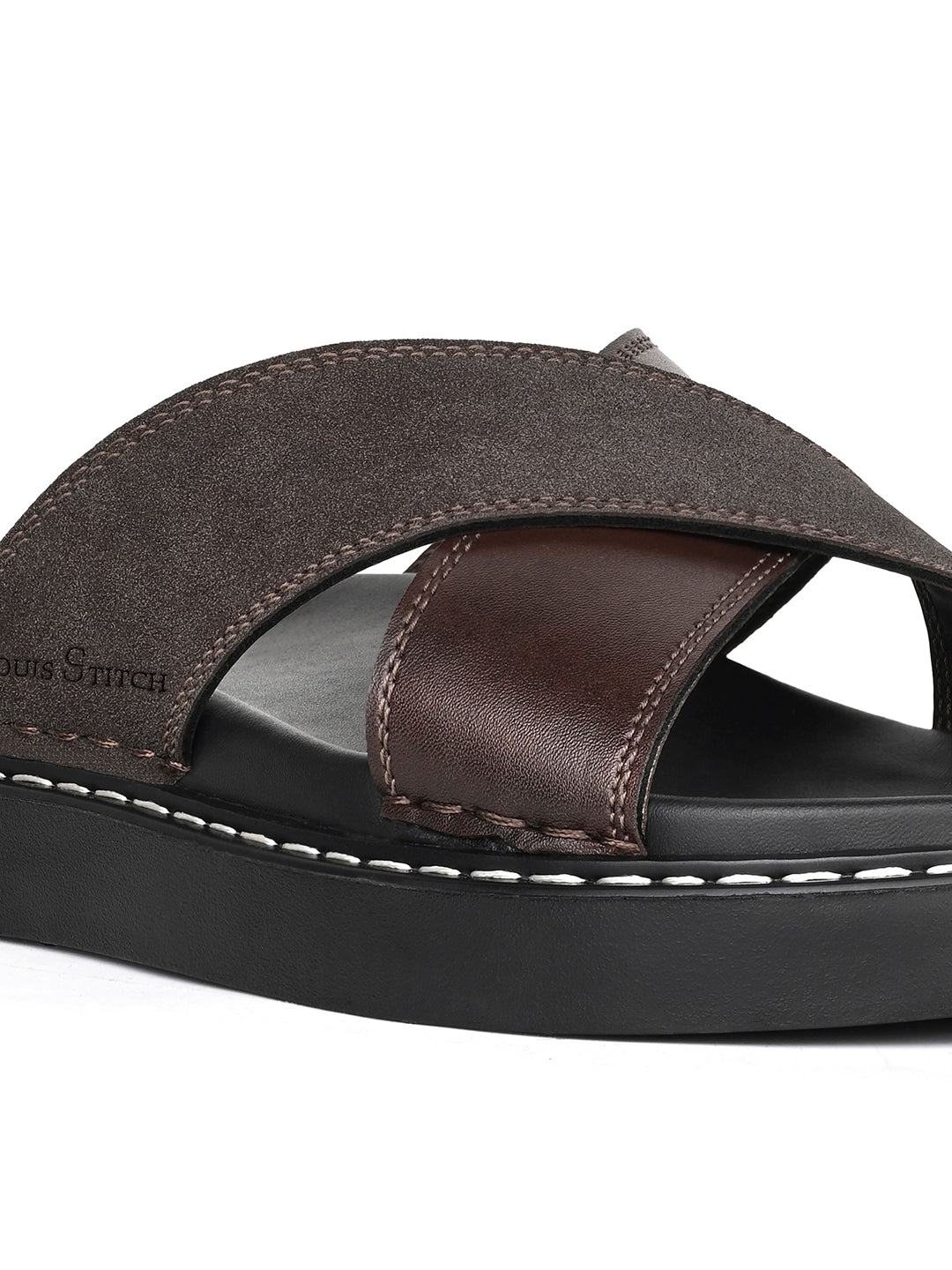 Brown Casual Cross Strap Slip On Sandal with PU Cushion Sole