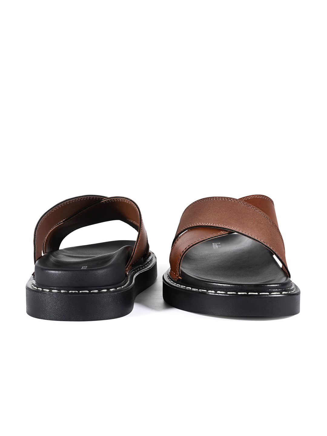 Tan Casual Cross Strap Slip On Sandal with PU Cushion Sole