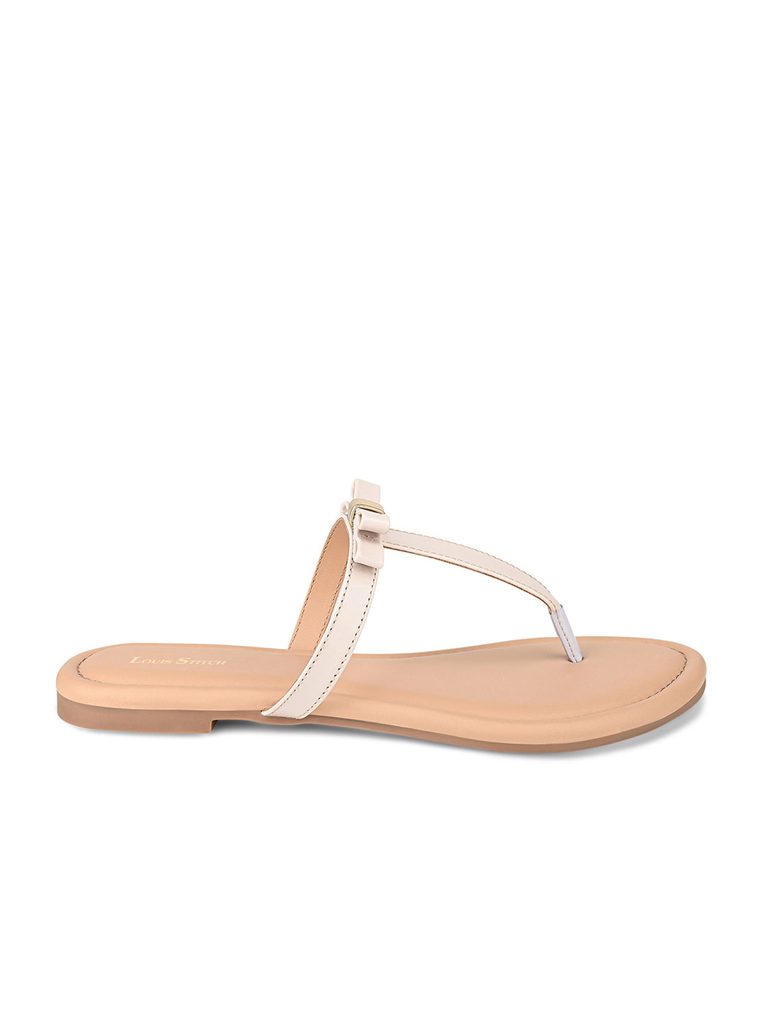 Women's Slip-On Cream T-Strap Lightweight Sandals