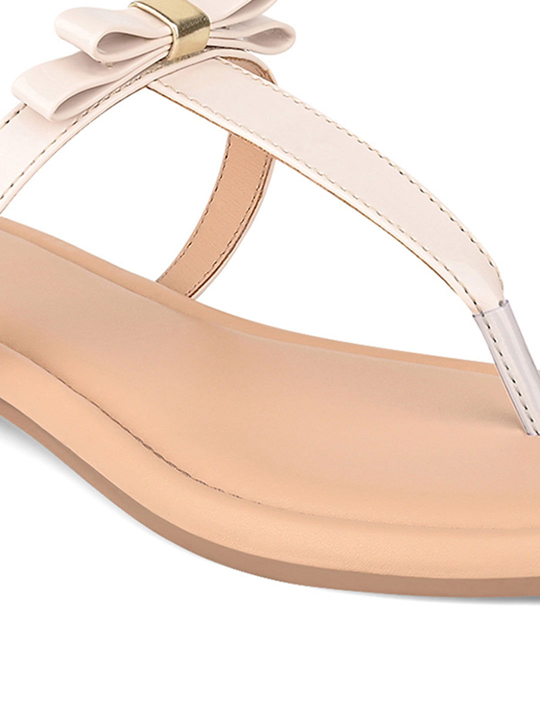 Women's Slip-On Cream T-Strap Lightweight Sandals