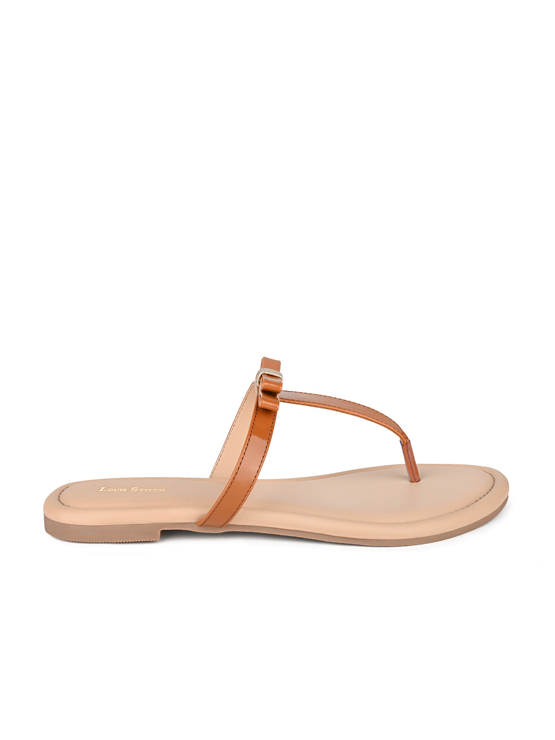 Women's Slip-On Tan T-Strap Lightweight Sandals
