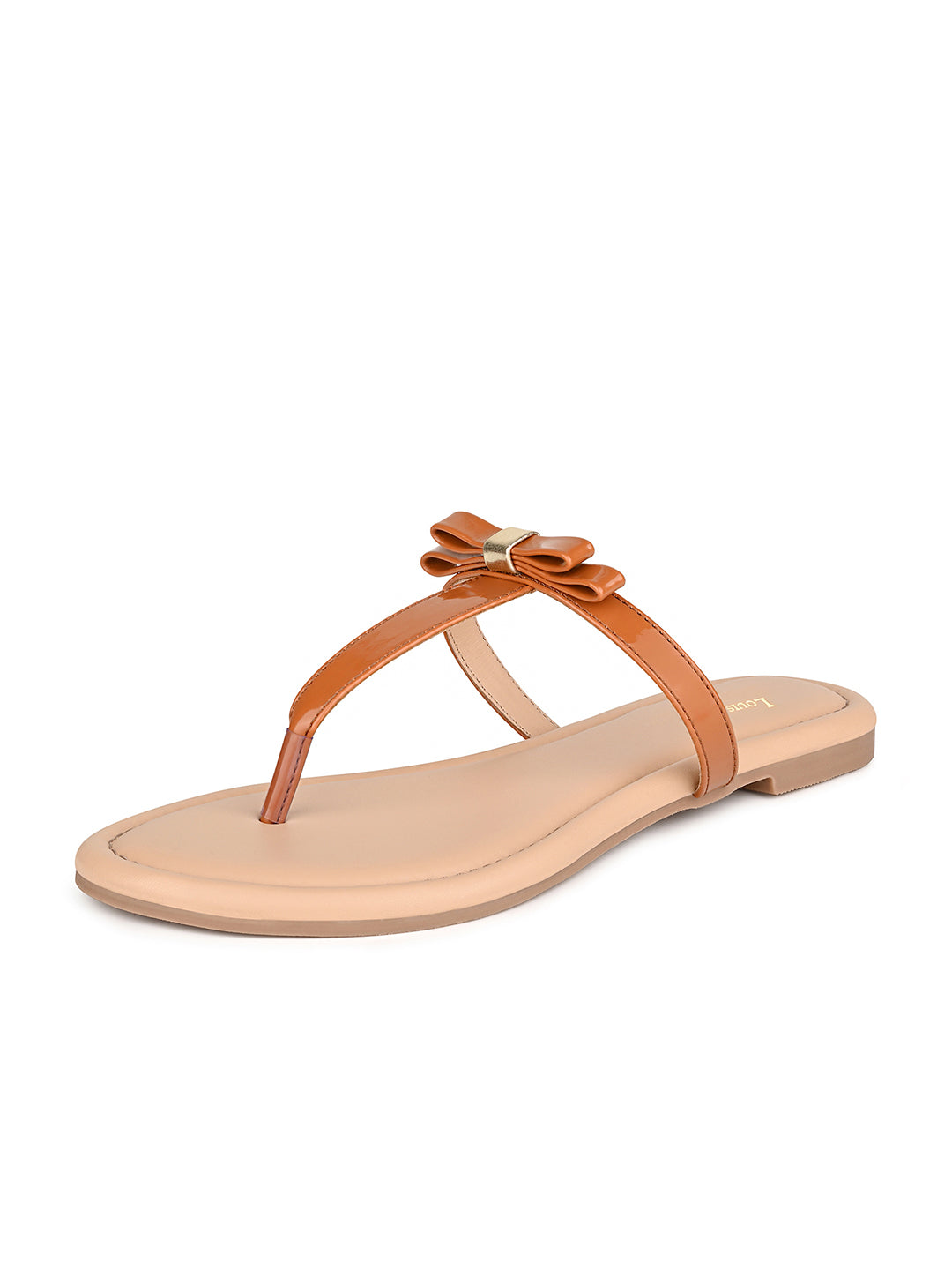 Women's Slip-On Tan T-Strap Lightweight Sandals