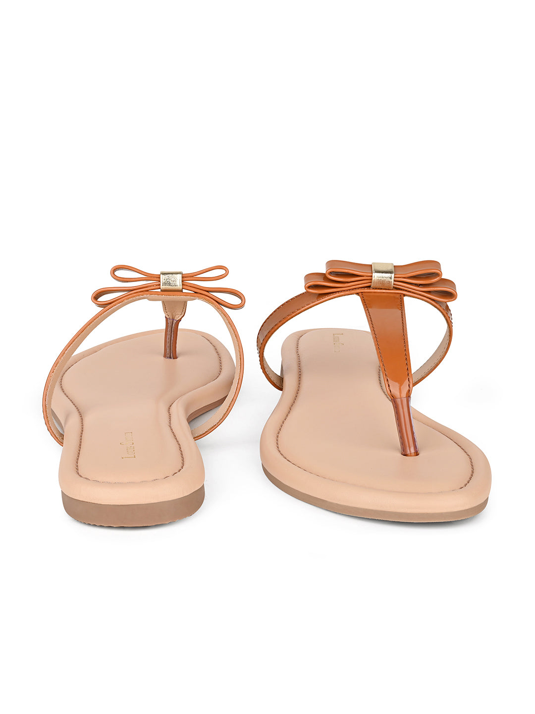 Women's Slip-On Tan T-Strap Lightweight Sandals