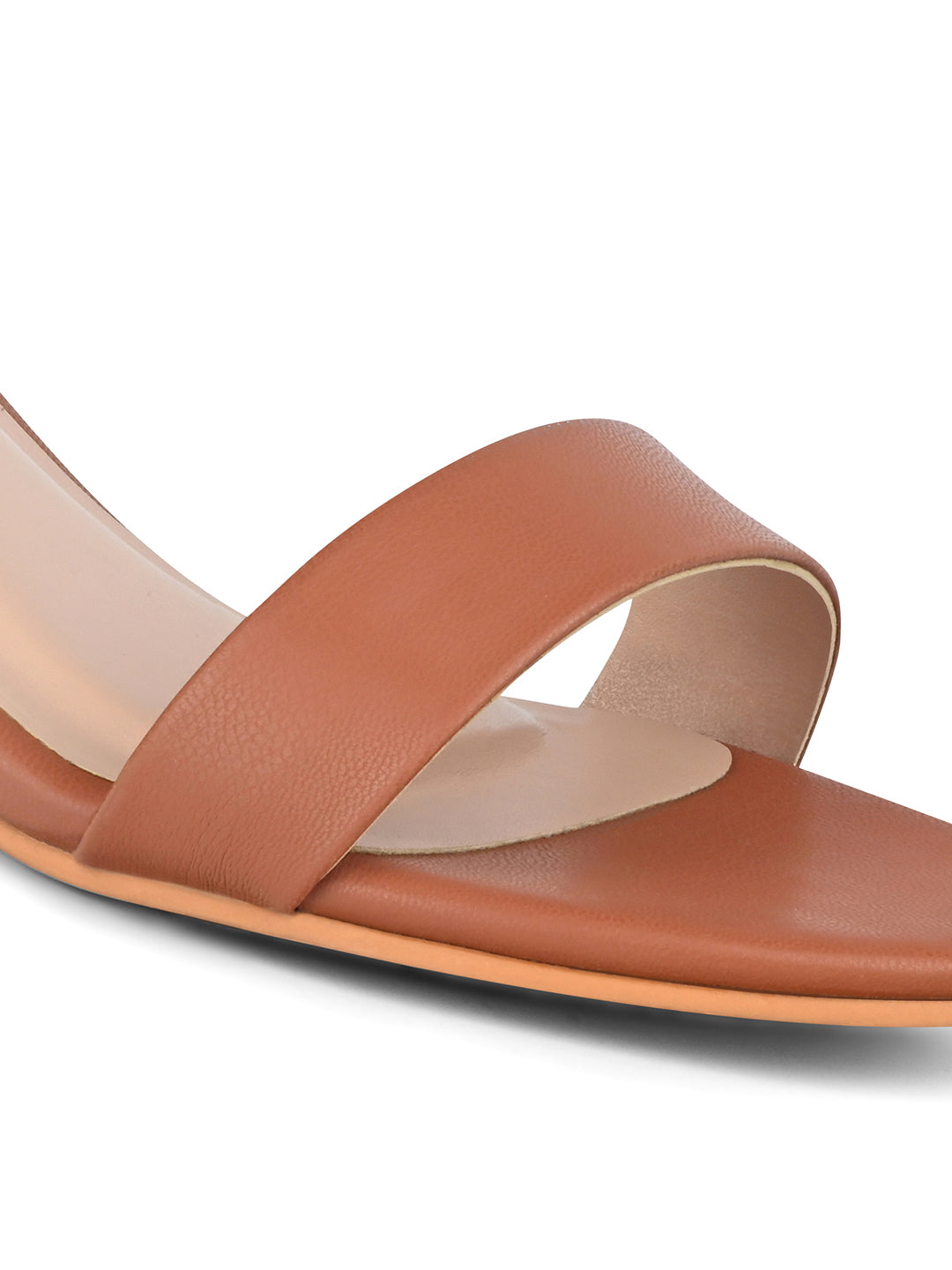 Women's Tan Block Heel Ankle Strap Sandals