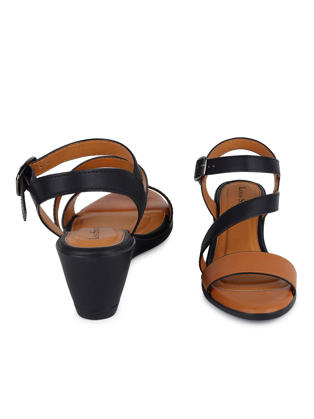 Women's Striped Wedge Heel Black and Tan Lightweight Sandals