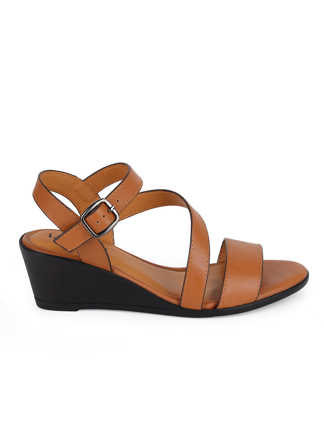 Women's Striped Wedge Heel Tan Lightweight Sandals