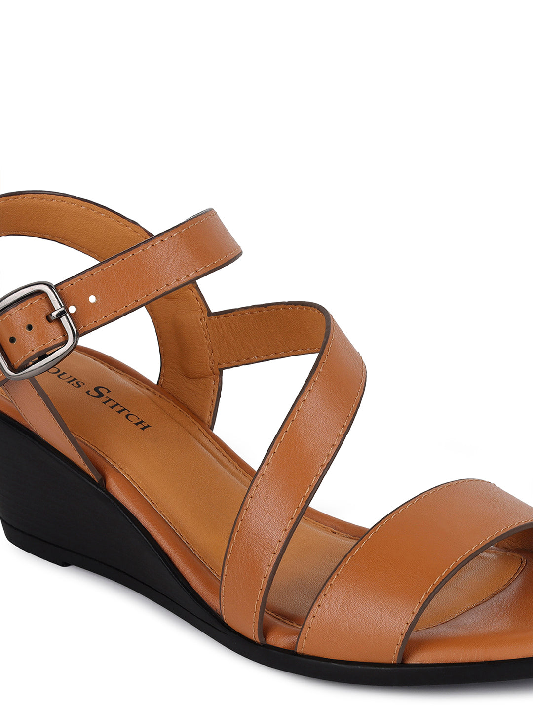 Women's Striped Wedge Heel Tan Lightweight Sandals